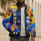Gullah Geechee African American Bomber Puffer Jacket Black History Vibrant Abstract Coastal