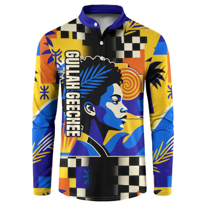 Gullah Geechee African American Button Sweatshirt Black History Vibrant Abstract Coastal