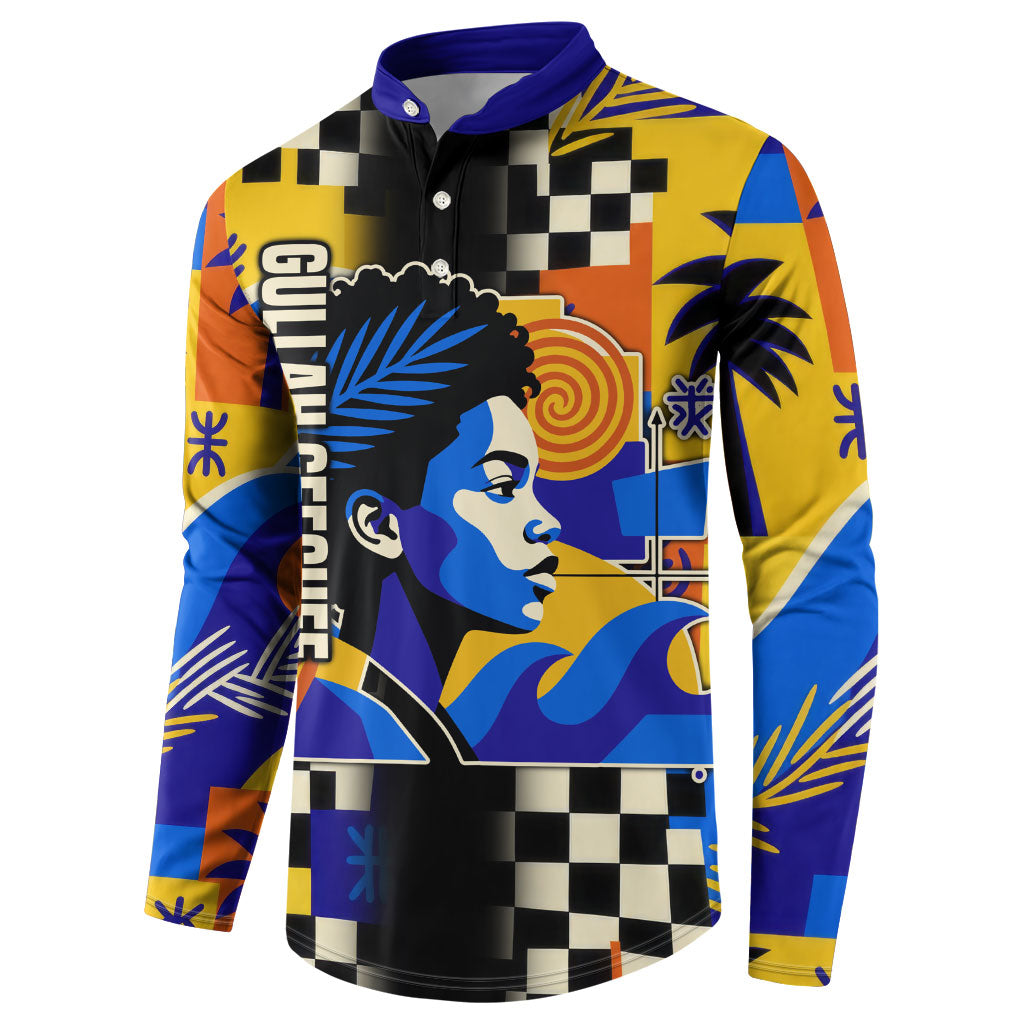 Gullah Geechee African American Button Sweatshirt Black History Vibrant Abstract Coastal