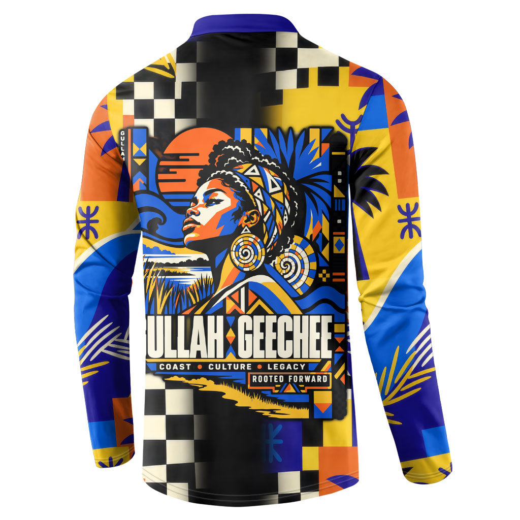 Gullah Geechee African American Button Sweatshirt Black History Vibrant Abstract Coastal