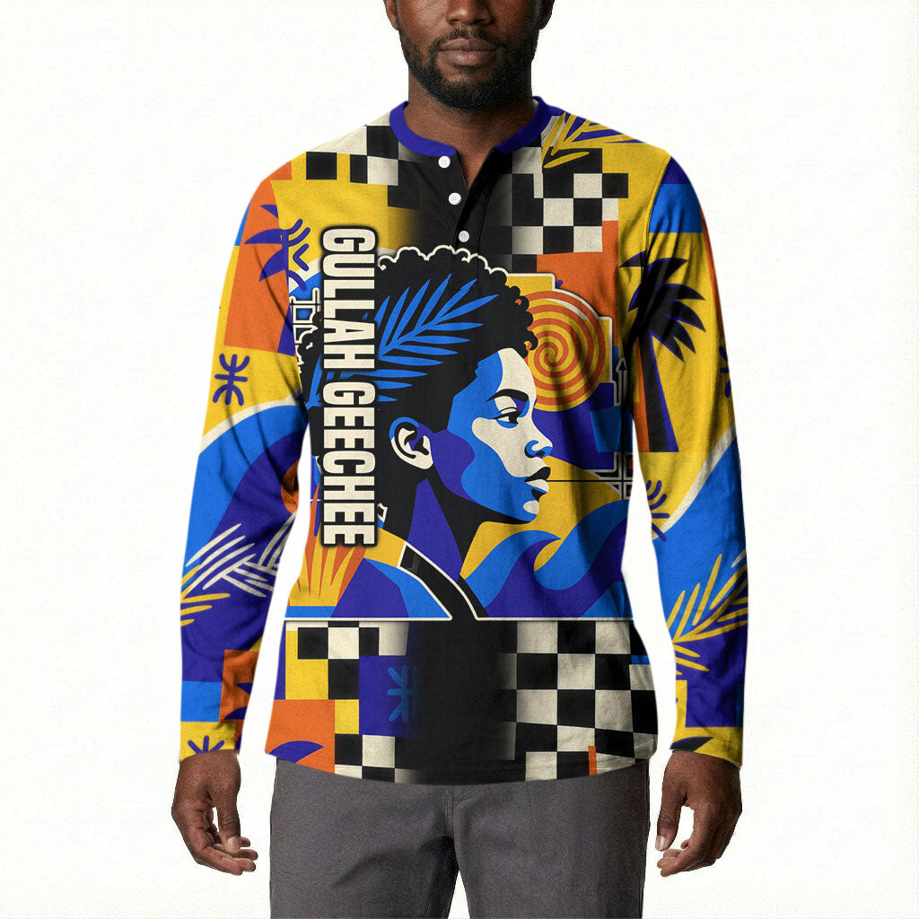 Gullah Geechee African American Button Sweatshirt Black History Vibrant Abstract Coastal