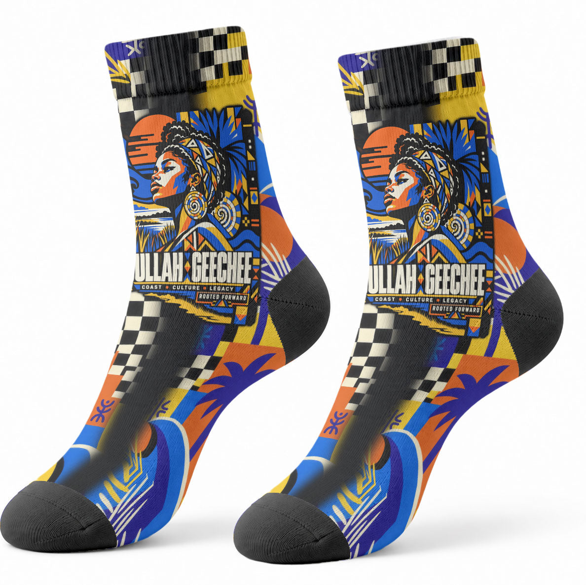 Gullah Geechee African American Crew Socks Black History Vibrant Abstract Coastal