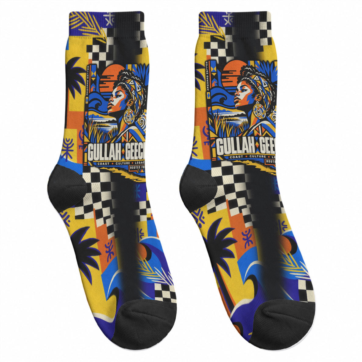 Gullah Geechee African American Crew Socks Black History Vibrant Abstract Coastal