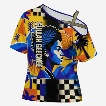 Gullah Geechee African American Cross Shoulder Shirt Black History Vibrant Abstract Coastal