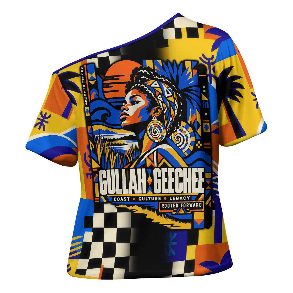 Gullah Geechee African American Cross Shoulder Shirt Black History Vibrant Abstract Coastal