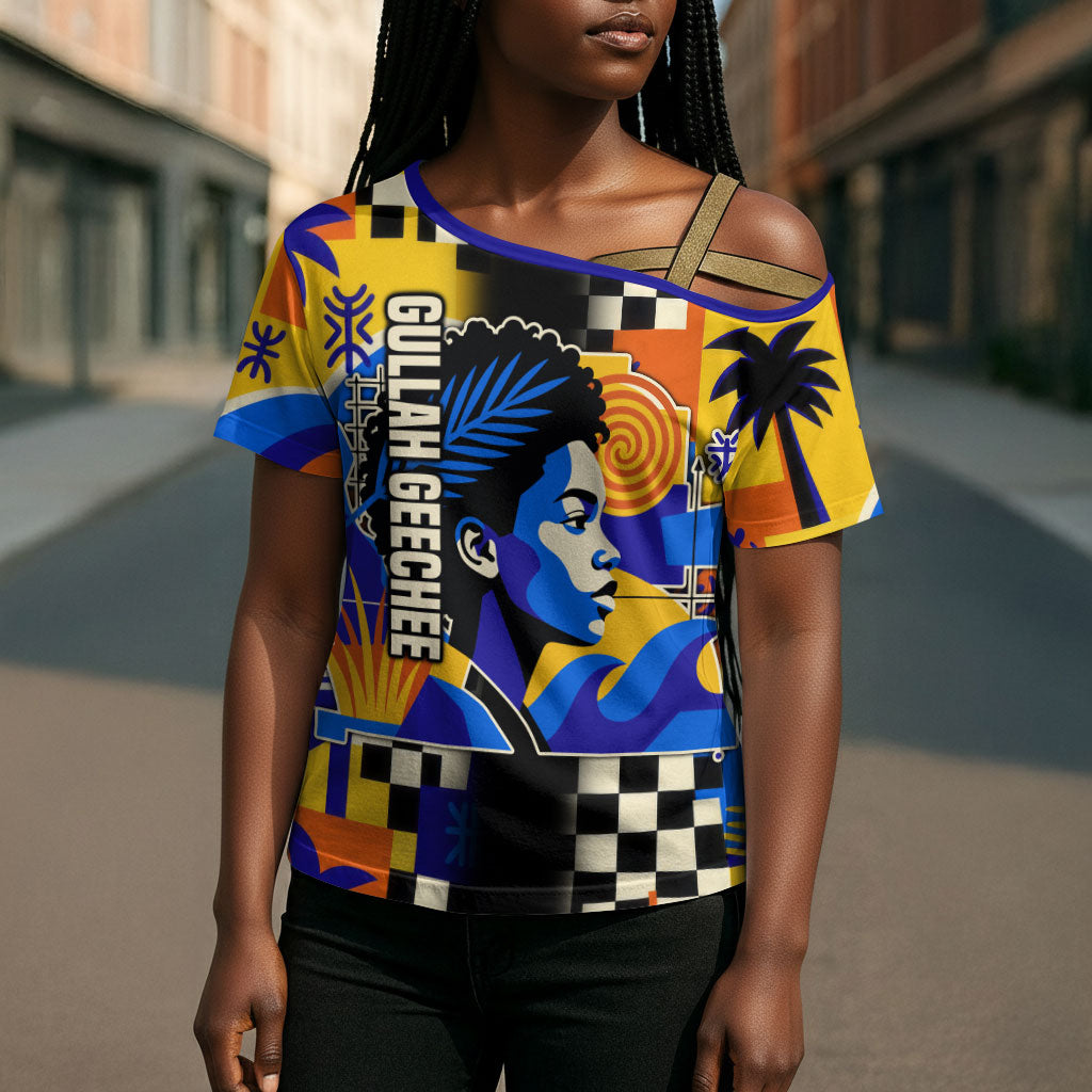 Gullah Geechee African American Cross Shoulder Shirt Black History Vibrant Abstract Coastal