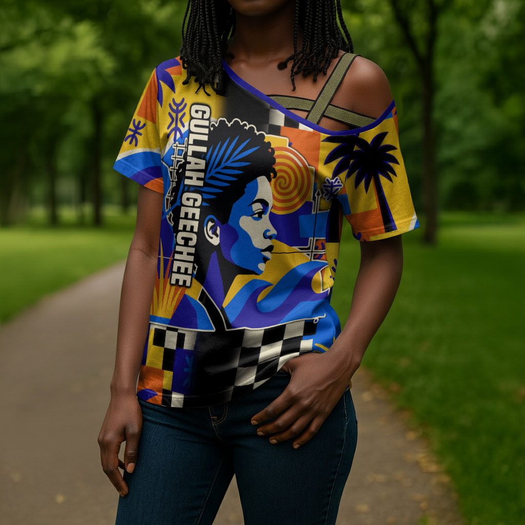Gullah Geechee African American Cross Shoulder Shirt Black History Vibrant Abstract Coastal