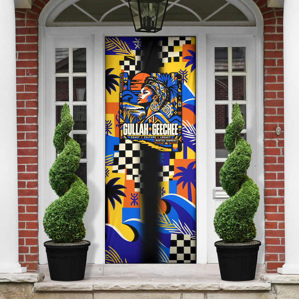 Gullah Geechee African American Door Cover Black History Vibrant Abstract Coastal