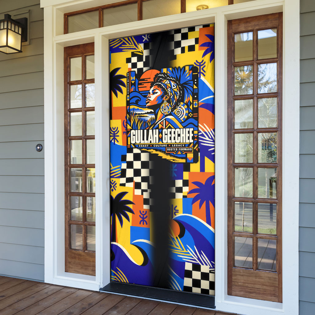 Gullah Geechee African American Door Cover Black History Vibrant Abstract Coastal