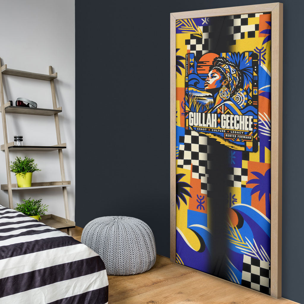 Gullah Geechee African American Door Cover Black History Vibrant Abstract Coastal
