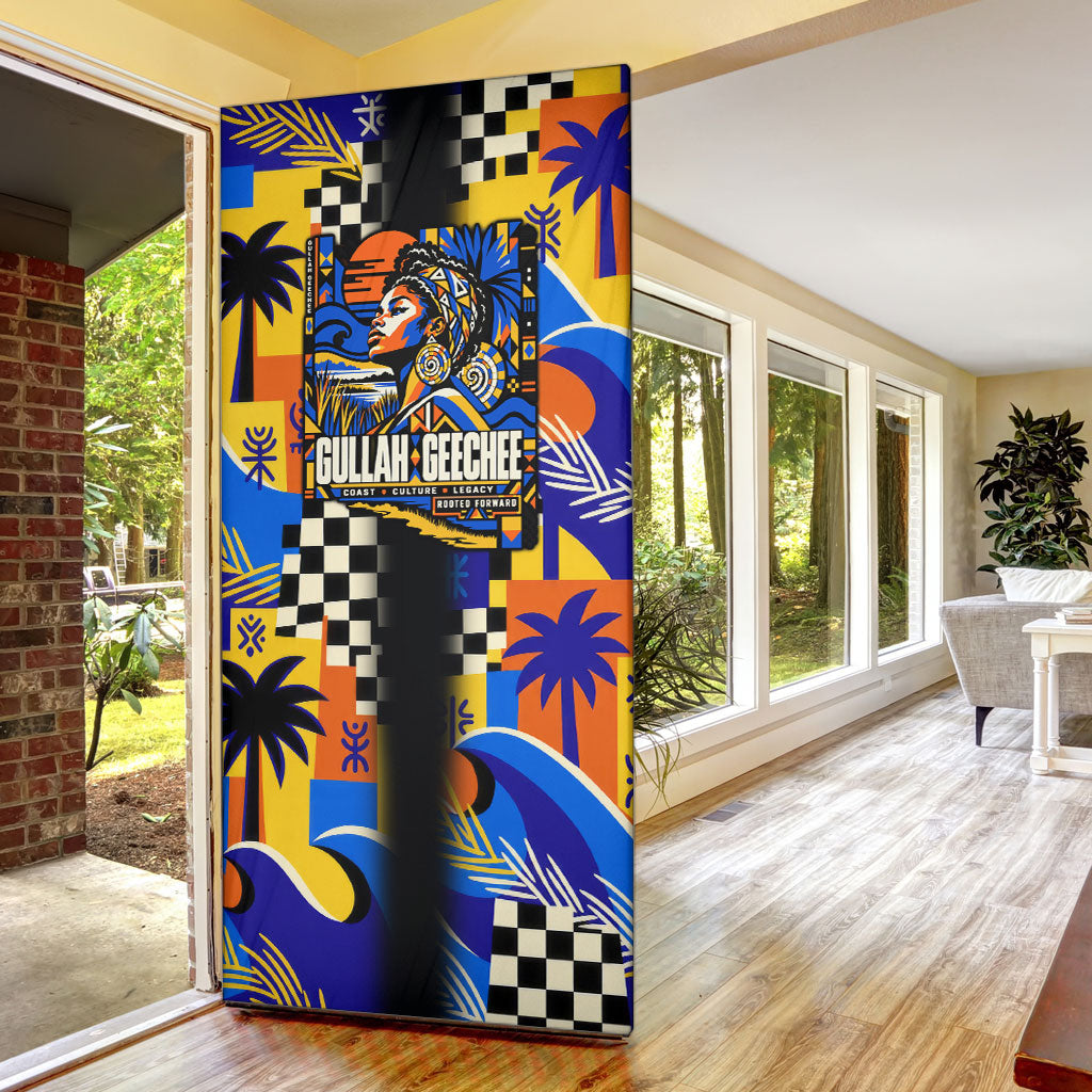 Gullah Geechee African American Door Cover Black History Vibrant Abstract Coastal