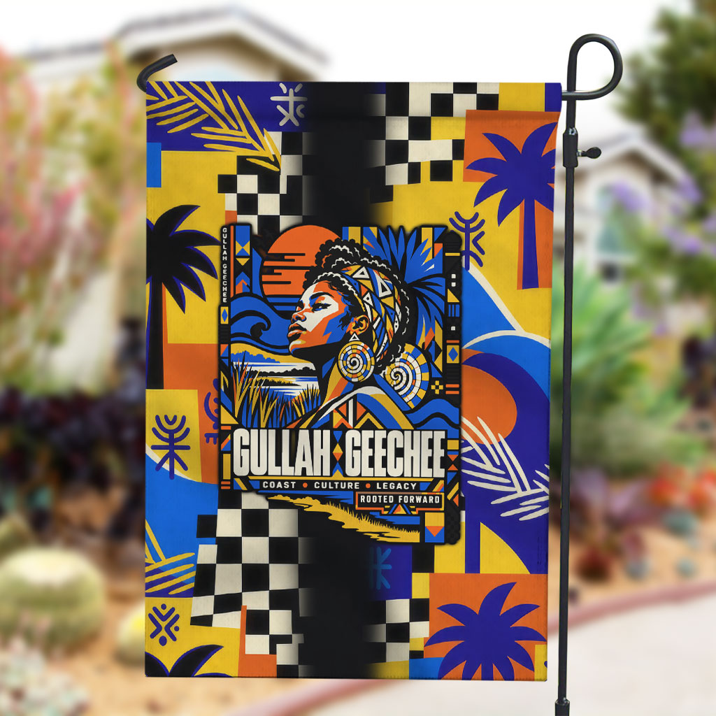 Gullah Geechee African American Garden Flag Black History Vibrant Abstract Coastal