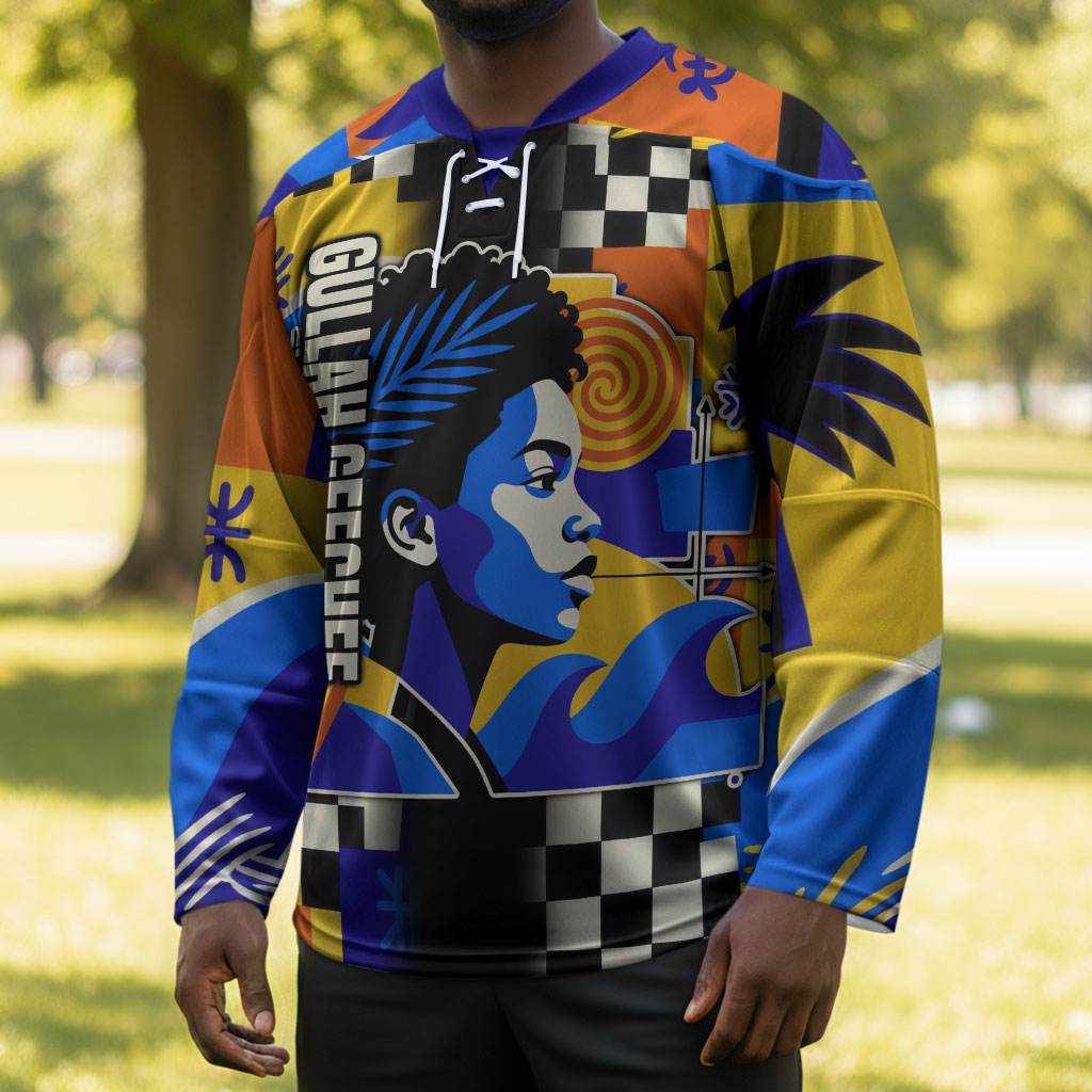 Gullah Geechee African American Hockey Jersey Black History Vibrant Abstract Coastal