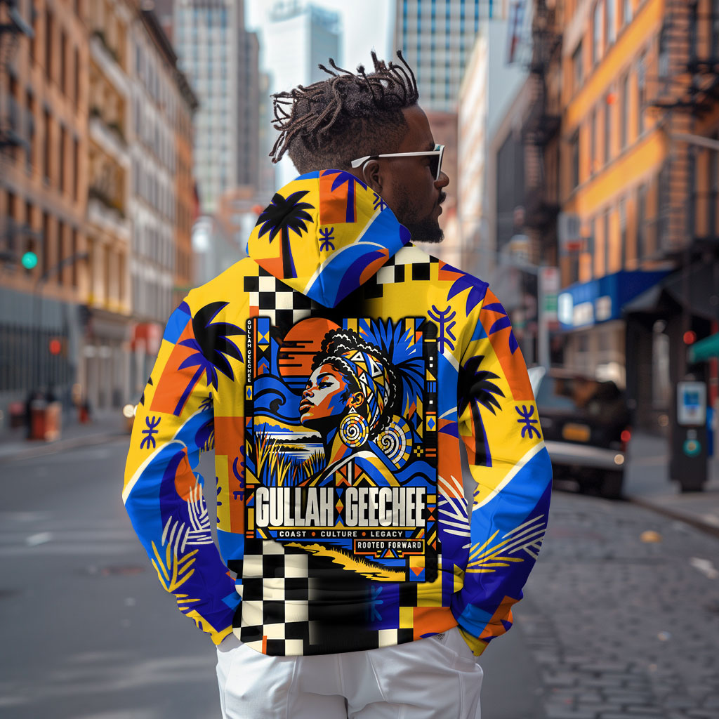 Gullah Geechee African American Hoodie Black History Vibrant Abstract Coastal