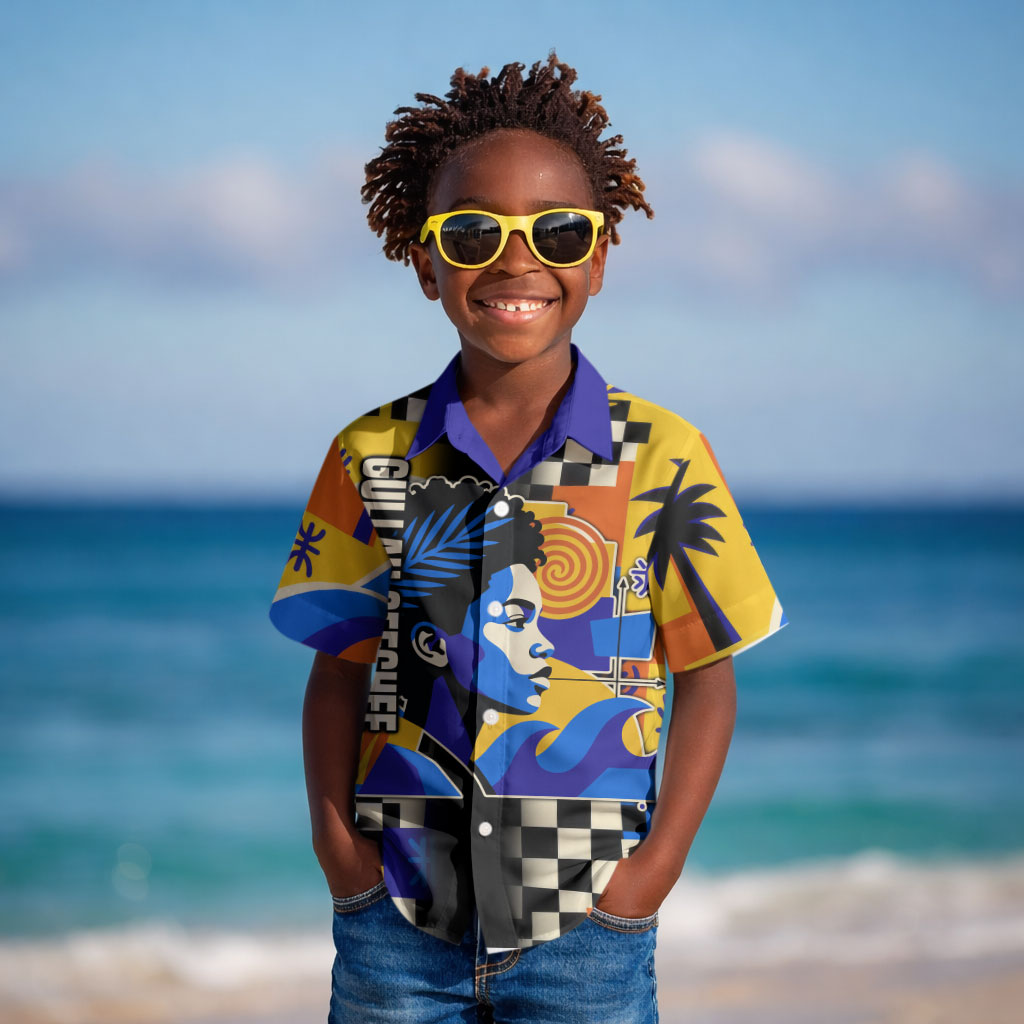 Gullah Geechee African American Kid Hawaiian Shirt Black History Vibrant Abstract Coastal