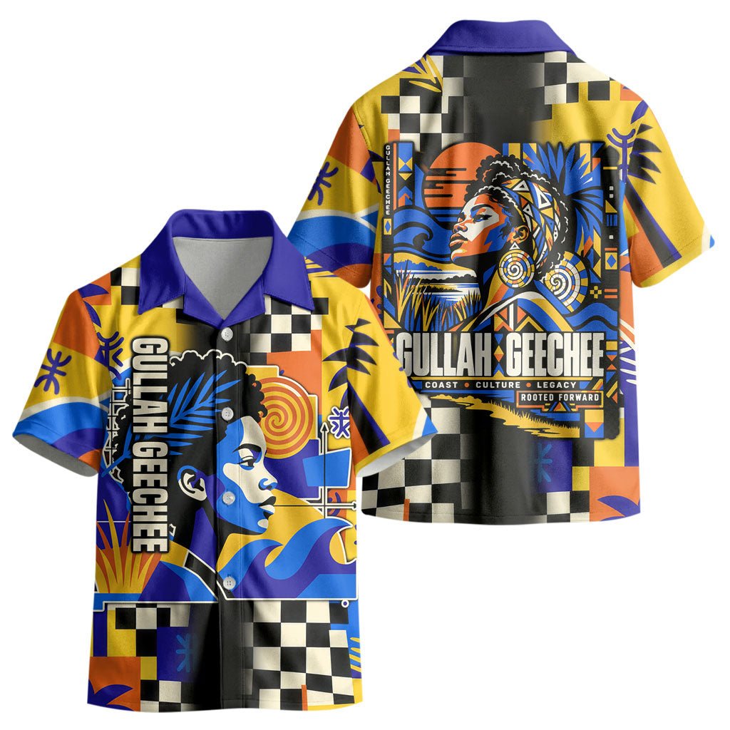 Gullah Geechee African American Kid Hawaiian Shirt Black History Vibrant Abstract Coastal