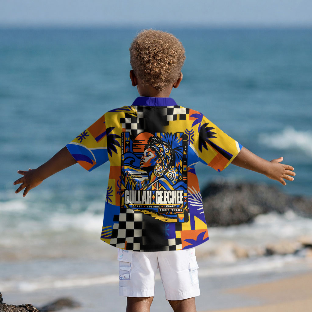 Gullah Geechee African American Kid Hawaiian Shirt Black History Vibrant Abstract Coastal