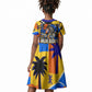 Gullah Geechee African American Kid Short Sleeve Dress Black History Vibrant Abstract Coastal