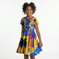 Gullah Geechee African American Kid Short Sleeve Dress Black History Vibrant Abstract Coastal