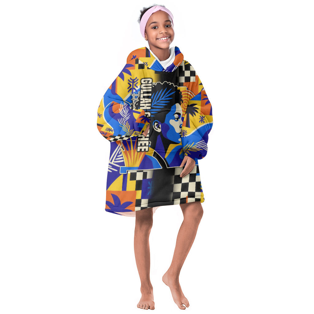 Gullah Geechee African American Kid Wearable Blanket Hoodie Black History Vibrant Abstract Coastal