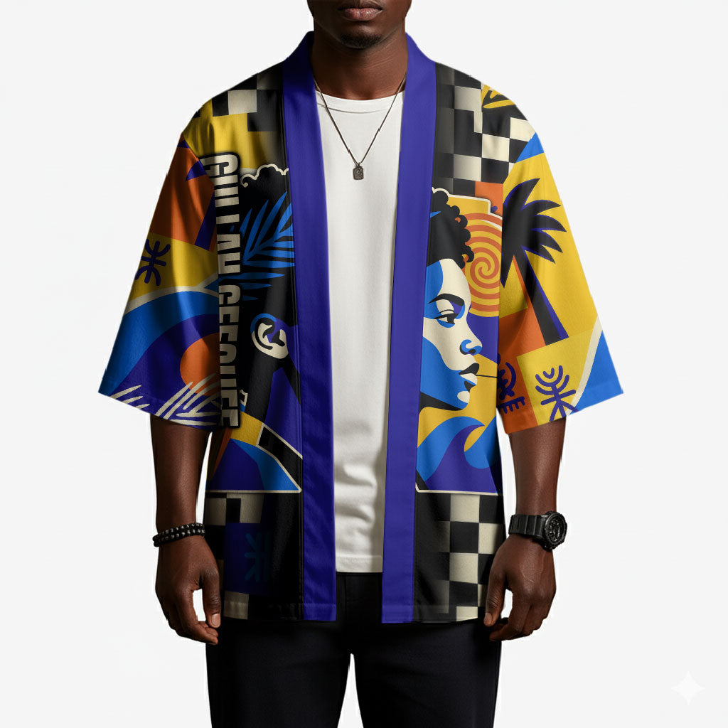 Gullah Geechee African American Kimono Black History Vibrant Abstract Coastal