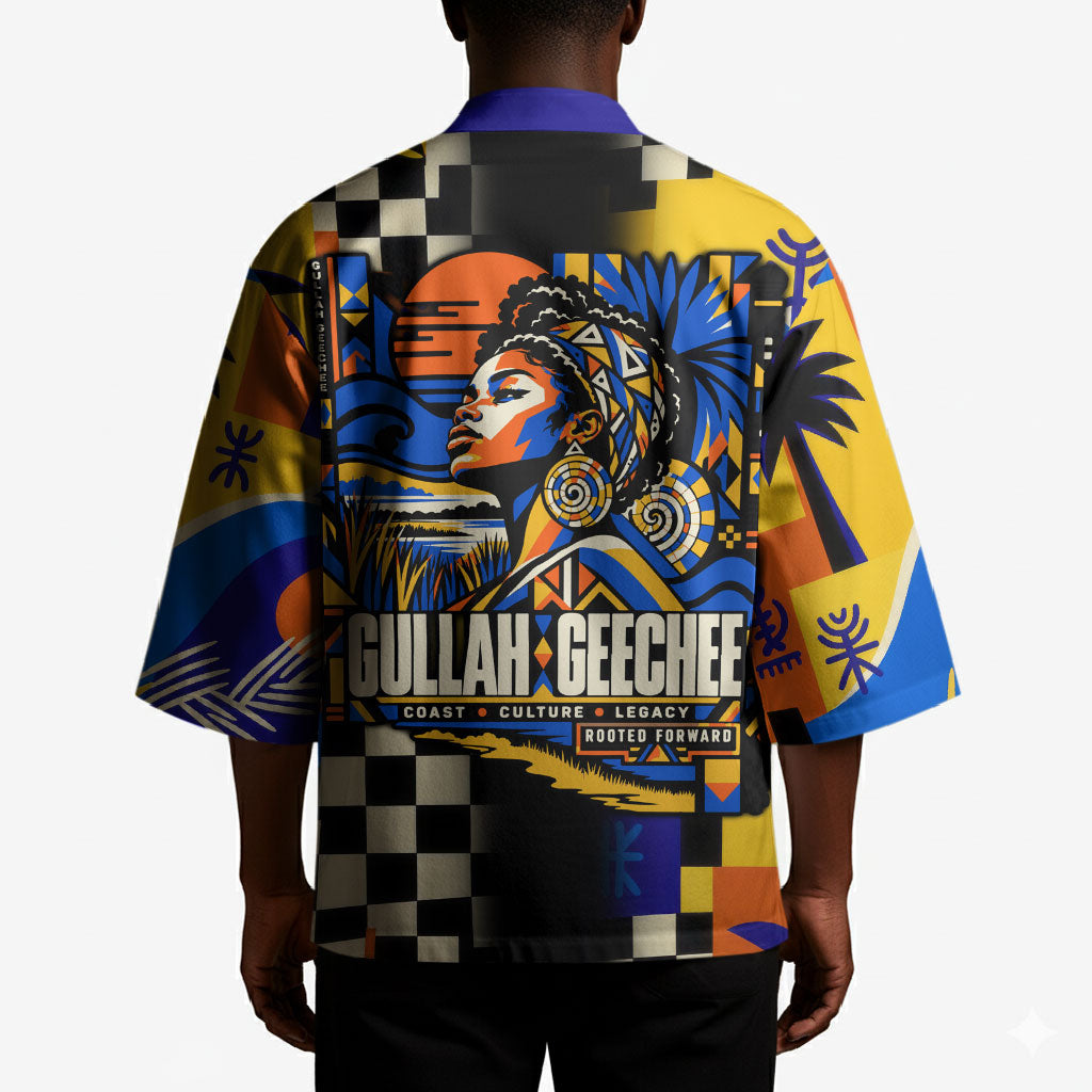 Gullah Geechee African American Kimono Black History Vibrant Abstract Coastal