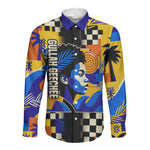 Gullah Geechee African American Long Sleeve Button Shirt Black History Vibrant Abstract Coastal