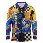Gullah Geechee African American Long Sleeve Polo Shirt Black History Vibrant Abstract Coastal