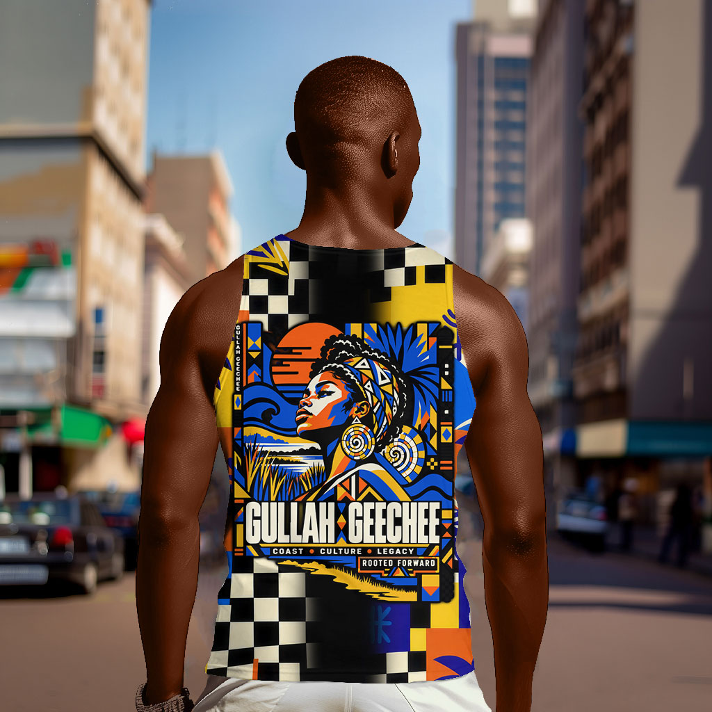 Gullah Geechee African American Men Tank Top Black History Vibrant Abstract Coastal