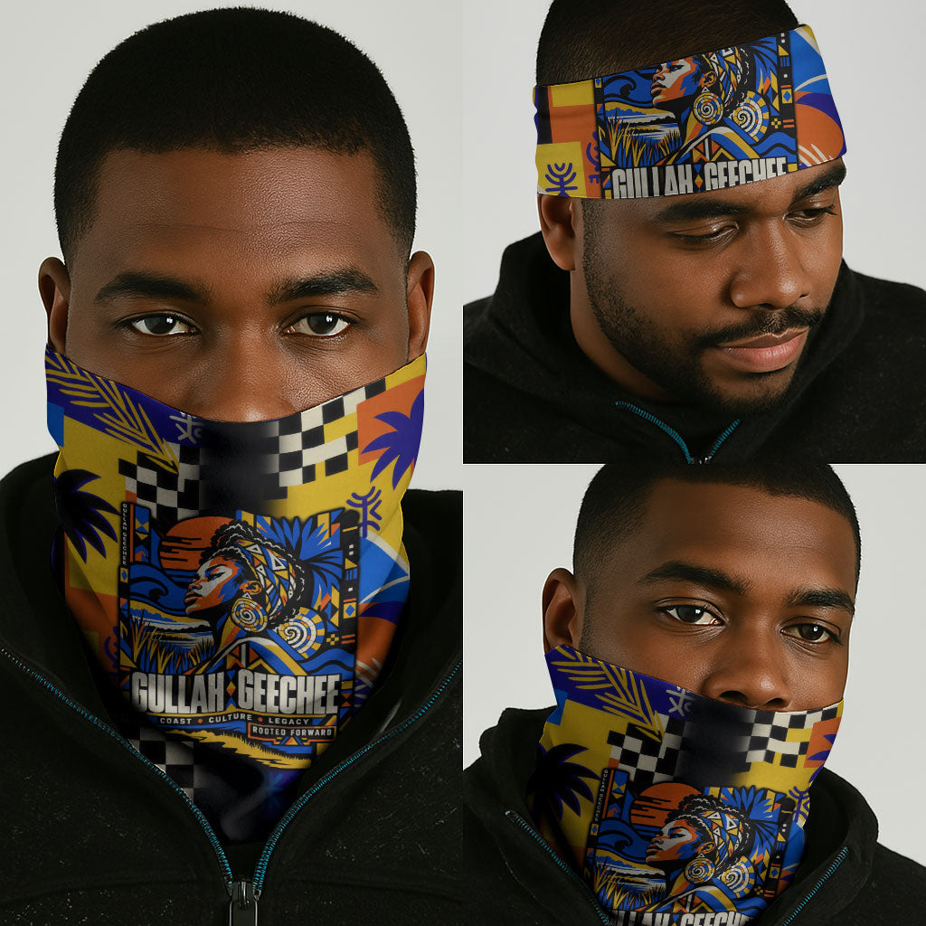 Gullah Geechee African American Neck Gaiter Black History Vibrant Abstract Coastal