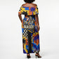Gullah Geechee African American Off Shoulder Maxi Dress Black History Vibrant Abstract Coastal