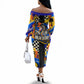 Gullah Geechee African American Off The Shoulder Long Sleeve Dress Black History Vibrant Abstract Coastal