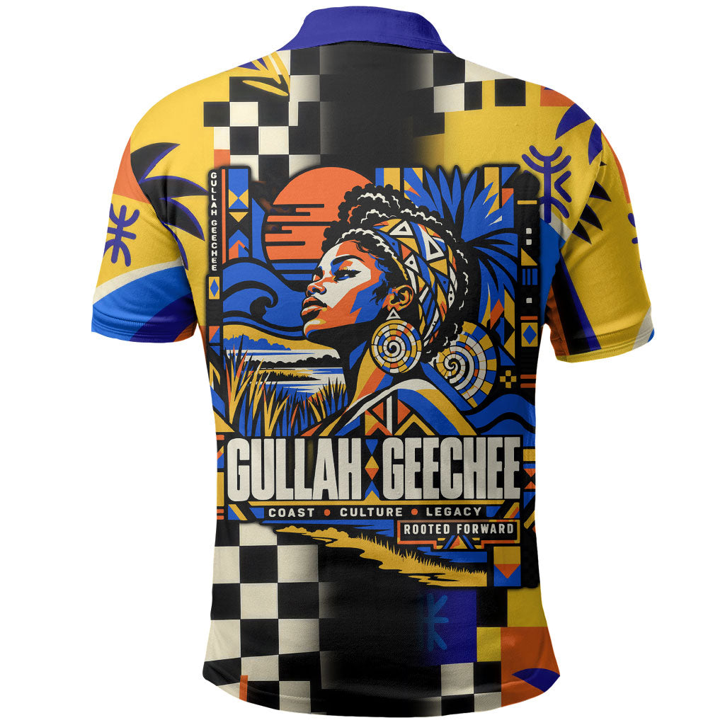 Gullah Geechee African American Polo Shirt Black History Vibrant Abstract Coastal