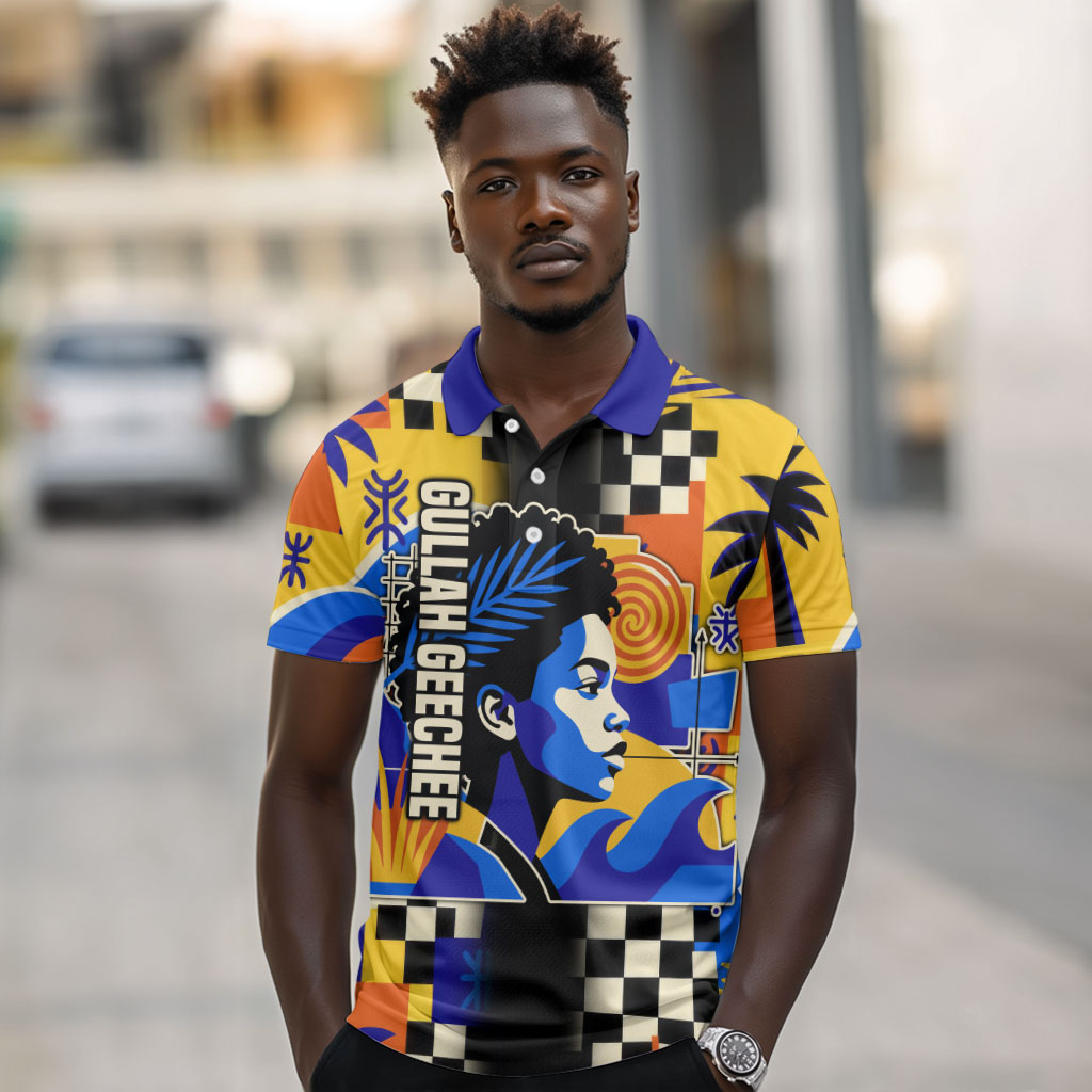 Gullah Geechee African American Polo Shirt Black History Vibrant Abstract Coastal