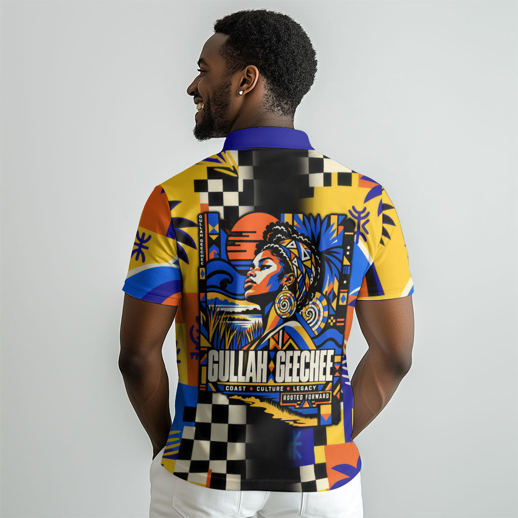 Gullah Geechee African American Polo Shirt Black History Vibrant Abstract Coastal