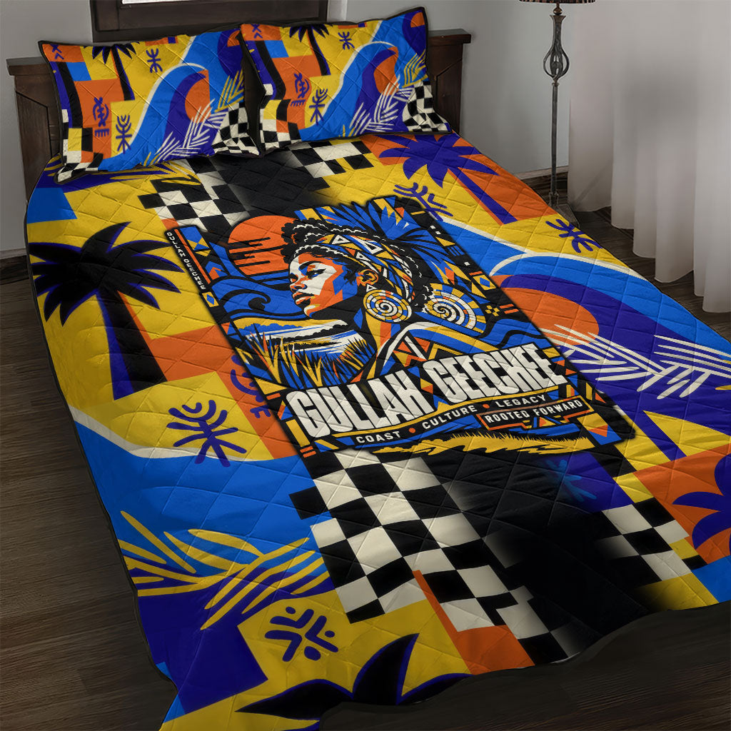Gullah Geechee African American Quilt Bed Set Black History Vibrant Abstract Coastal