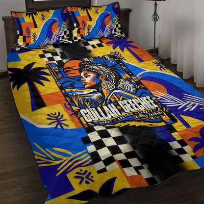 Gullah Geechee African American Quilt Bed Set Black History Vibrant Abstract Coastal