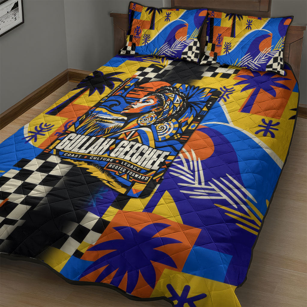 Gullah Geechee African American Quilt Bed Set Black History Vibrant Abstract Coastal