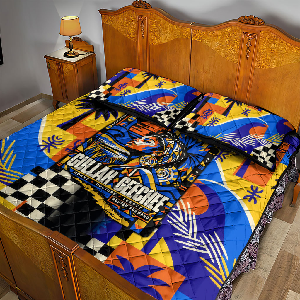 Gullah Geechee African American Quilt Bed Set Black History Vibrant Abstract Coastal