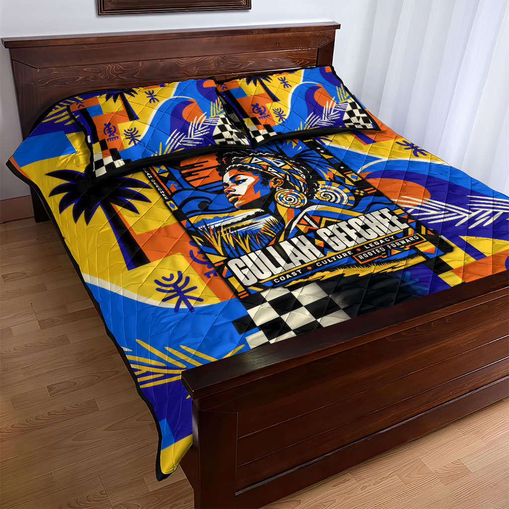 Gullah Geechee African American Quilt Bed Set Black History Vibrant Abstract Coastal