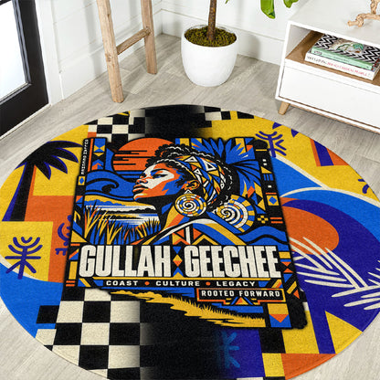 Gullah Geechee African American Round Carpet Black History Vibrant Abstract Coastal