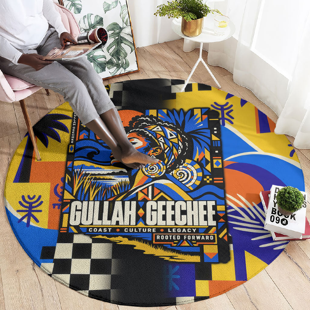 Gullah Geechee African American Round Carpet Black History Vibrant Abstract Coastal