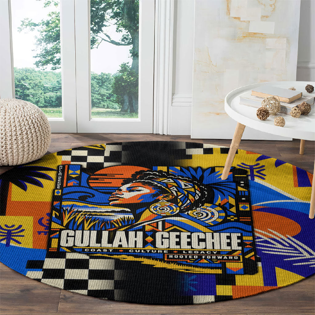 Gullah Geechee African American Round Carpet Black History Vibrant Abstract Coastal