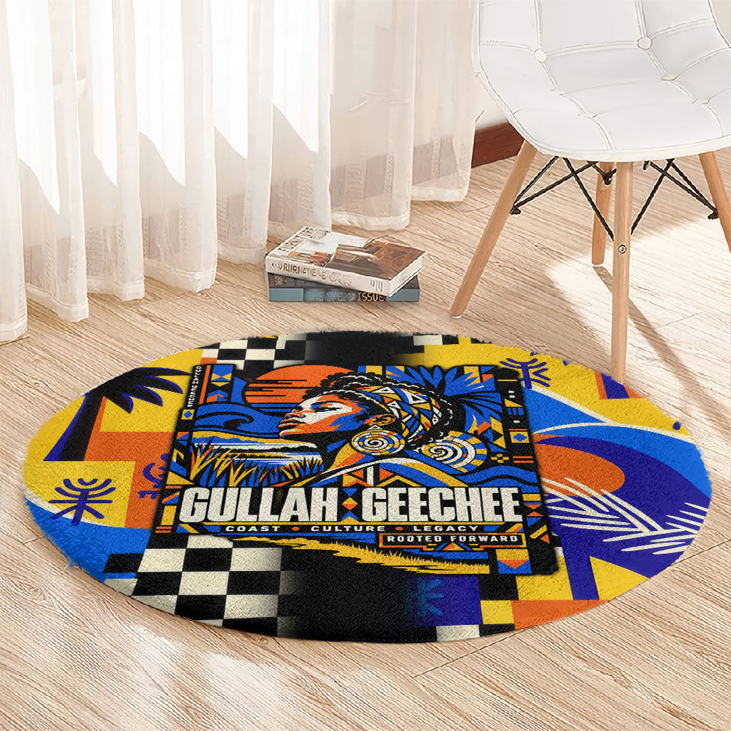 Gullah Geechee African American Round Carpet Black History Vibrant Abstract Coastal