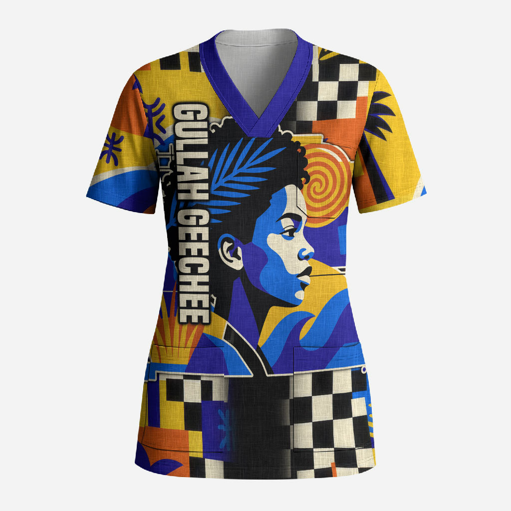 Gullah Geechee African American Scrub Top Black History Vibrant Abstract Coastal