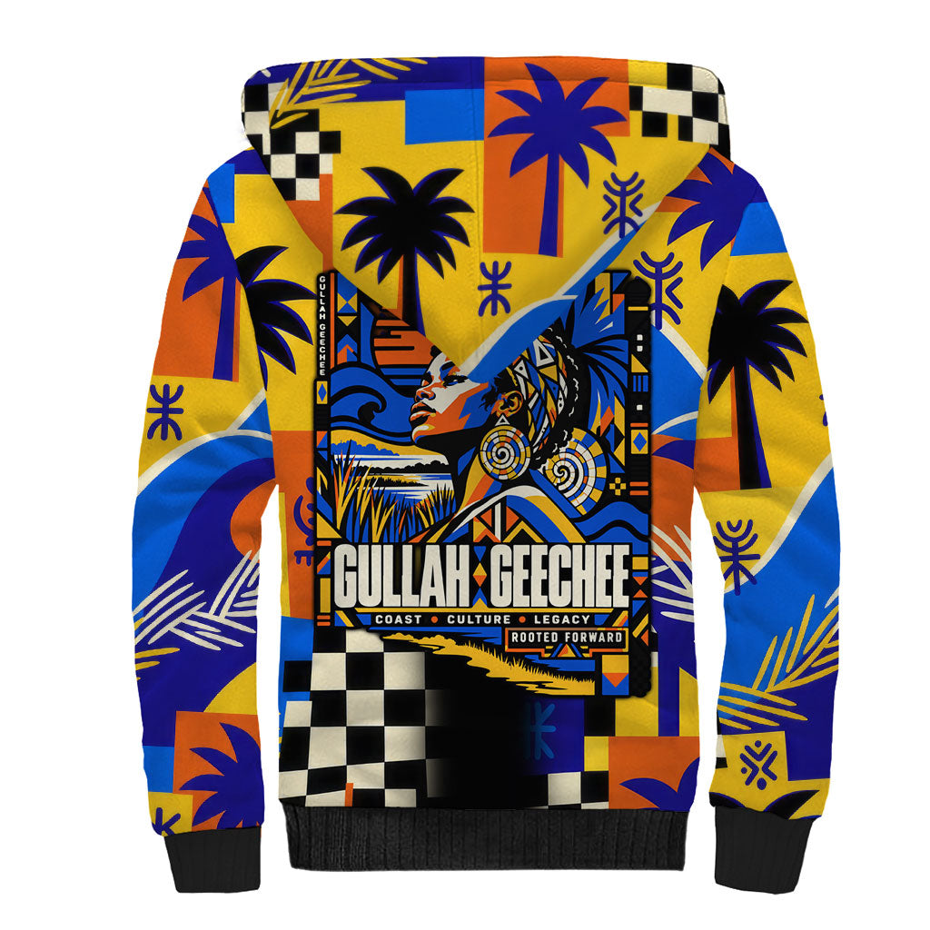 Gullah Geechee African American Sherpa Hoodie Black History Vibrant Abstract Coastal