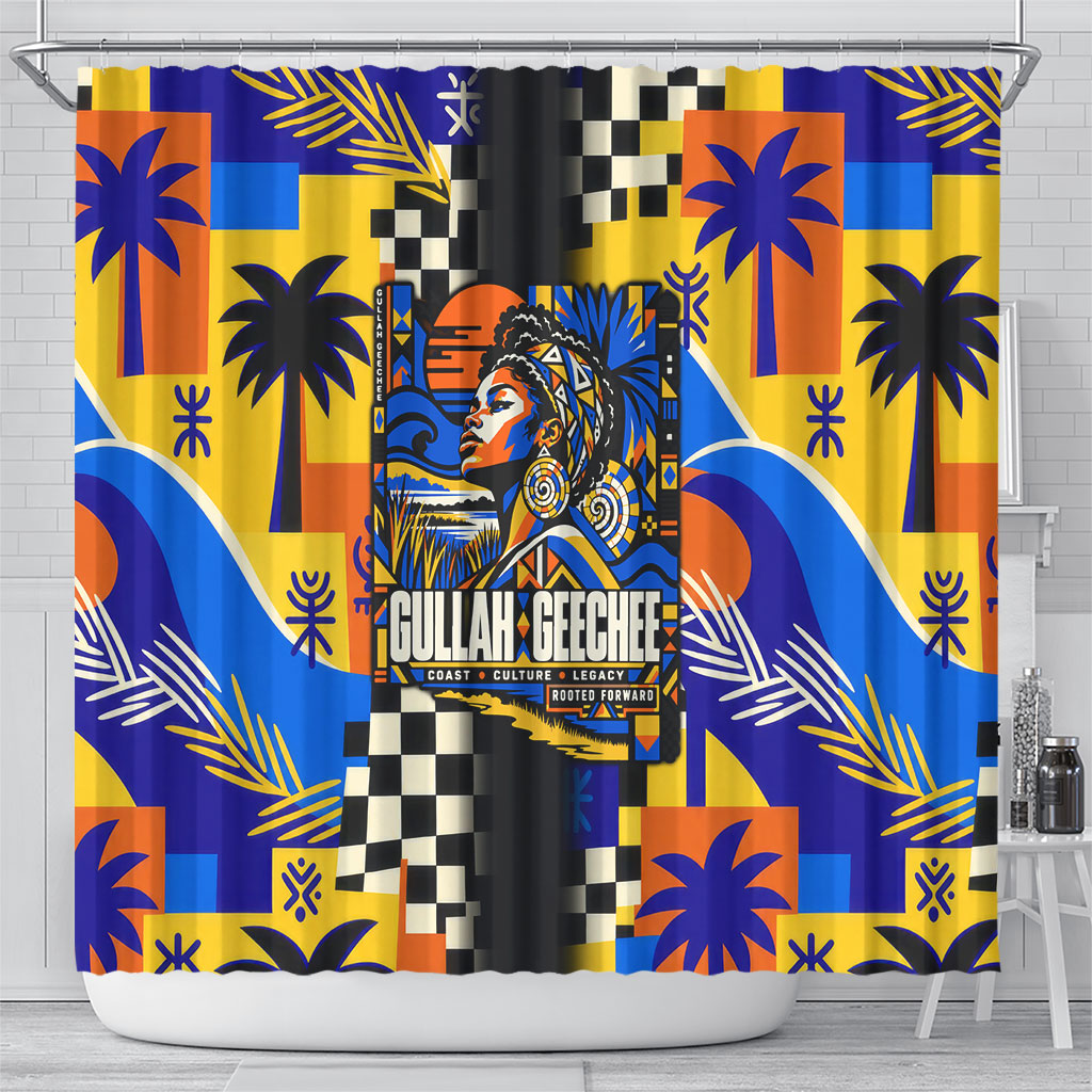 Gullah Geechee African American Shower Curtain Black History Vibrant Abstract Coastal