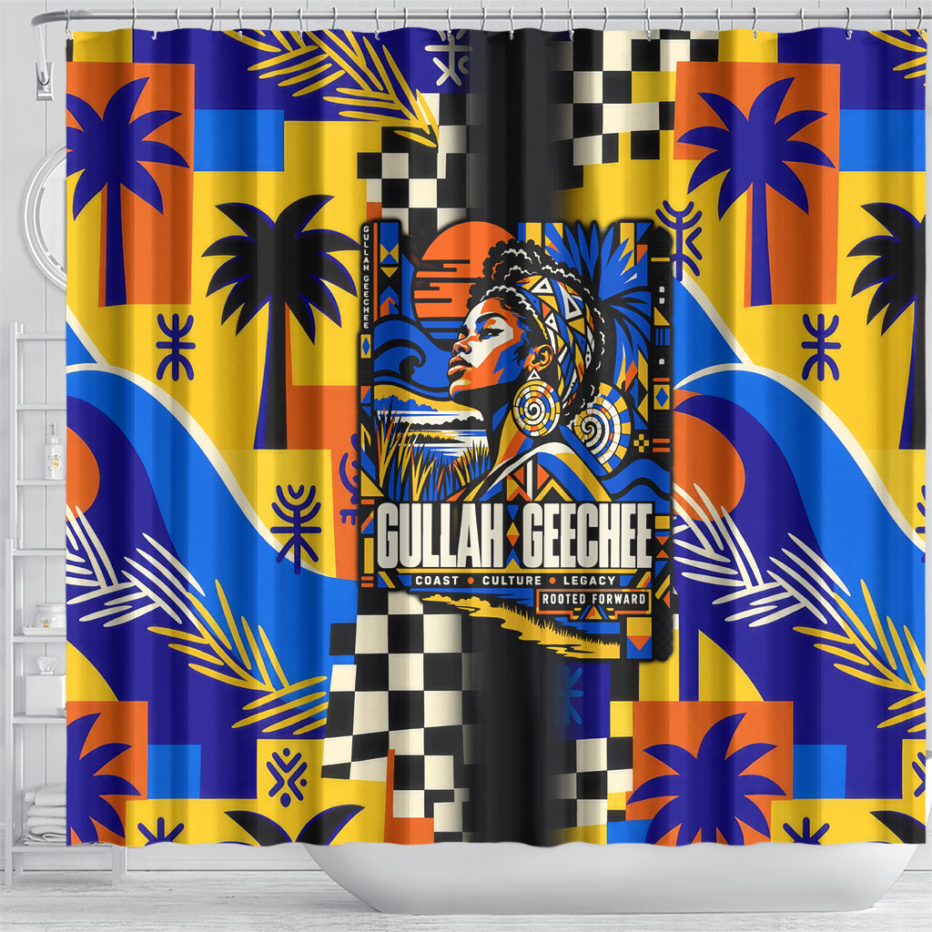 Gullah Geechee African American Shower Curtain Black History Vibrant Abstract Coastal