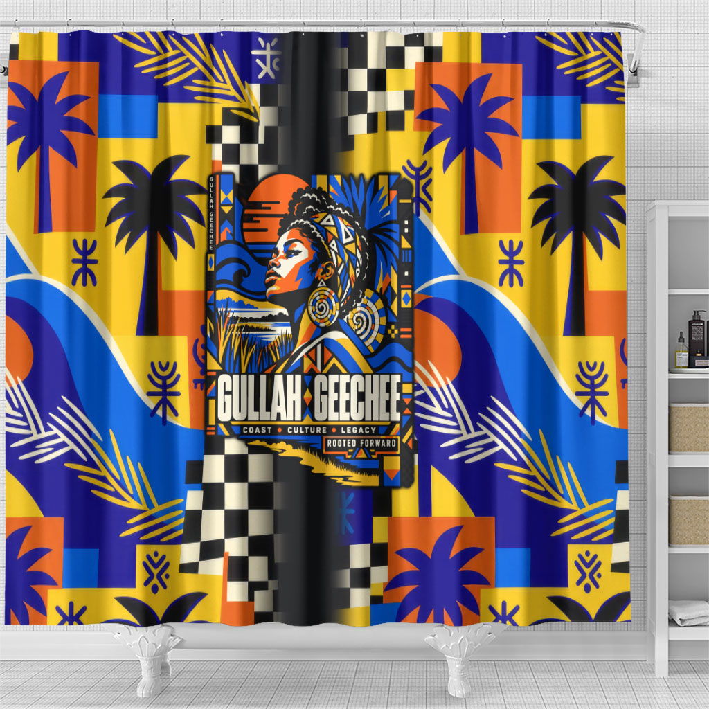 Gullah Geechee African American Shower Curtain Black History Vibrant Abstract Coastal