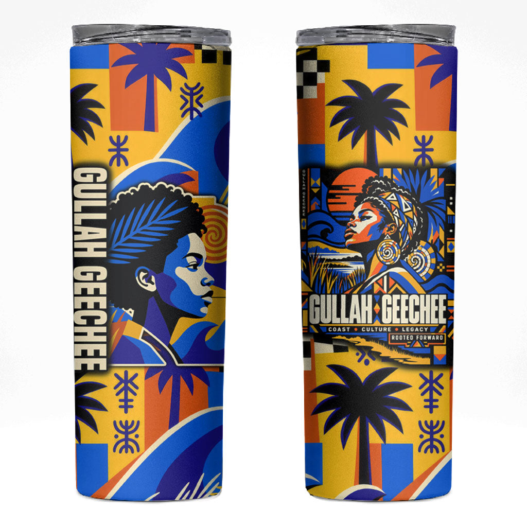 Gullah Geechee African American Skinny Tumbler Black History Vibrant Abstract Coastal
